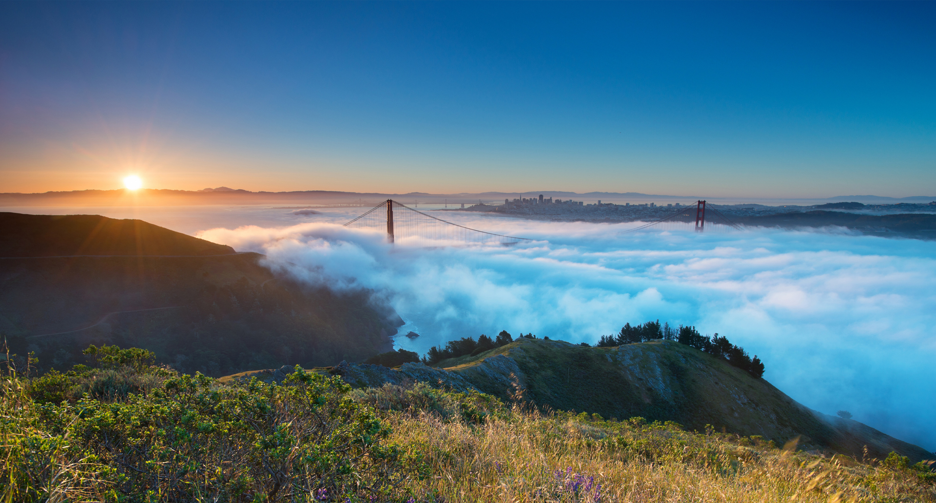 Golden Gate Bridge through the fog