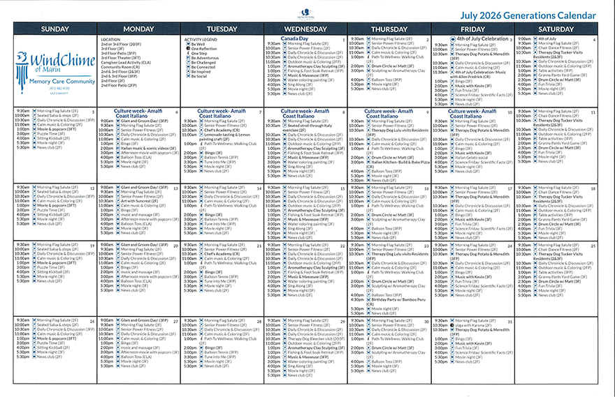July 2026 calendar of events